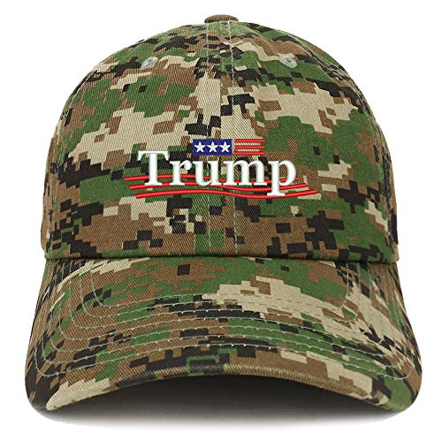 Trendy Apparel Shop Trump Wavy Small Flag Embroidered 100% Cotton Adjustable Cap Dad Hat