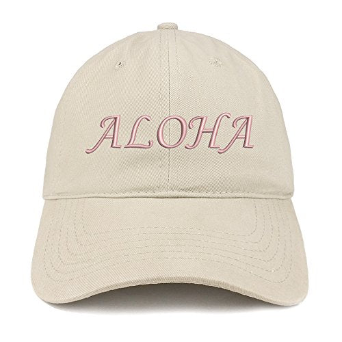 Trendy Apparel Shop Aloha Embroidered Low Profile Soft Cotton Baseball Cap