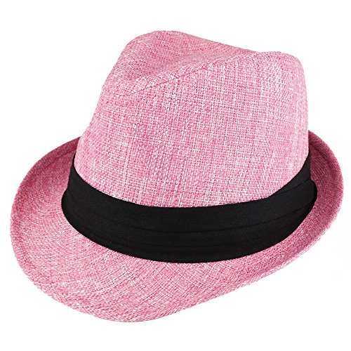 Trendy Apparel Shop Kid's Summer Woven Fedora Hat with Black Hat Band