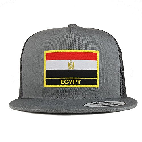 Trendy Apparel Shop Egypt Flag 5 Panel Flatbill Trucker Mesh Snapback Cap