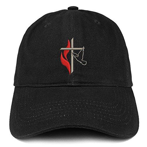 Trendy Apparel Shop Methodist Cross and Dove Embroidered Brushed Cotton Dad Hat Ball Cap