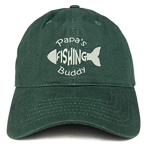 Trendy Apparel Shop Papa's Fishing Buddy Embroidered Soft Crown 100% Brushed Cotton Cap