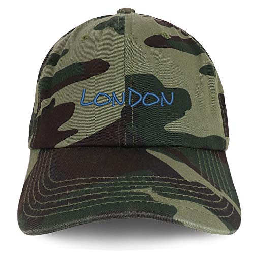 Trendy Apparel Shop London Text Embroidered Soft Crown 100% Brushed Cotton Cap