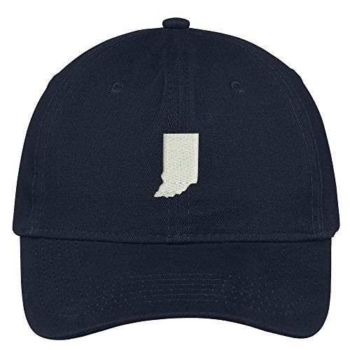 Trendy Apparel Shop Indiana State Map Embroidered Low Profile Soft Cotton Brushed Baseball Cap