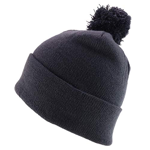 Trendy Apparel Shop Solid Color Knit Pom Pom Cuff Long Beanie Hat