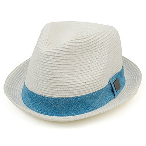 Trendy Apparel Shop Upbrim Paper Straw Fedora Hat with Hat Band