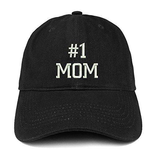Trendy Apparel Shop Number 1 Mom Embroidered Low Profile Soft Cotton Baseball Cap