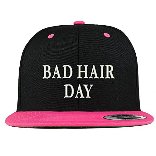 Trendy Apparel Shop Bad Hair Day Embroidered Premium 2-Tone Flat Bill Snapback Cap