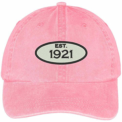 Trendy Apparel Shop Established 1921 Embroidered 98th Birthday Gift Washed Cotton Cap