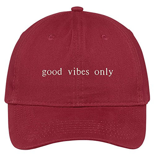 Trendy Apparel Shop Good Vibes Only Embroidered 100% Cotton Adjustable Cap