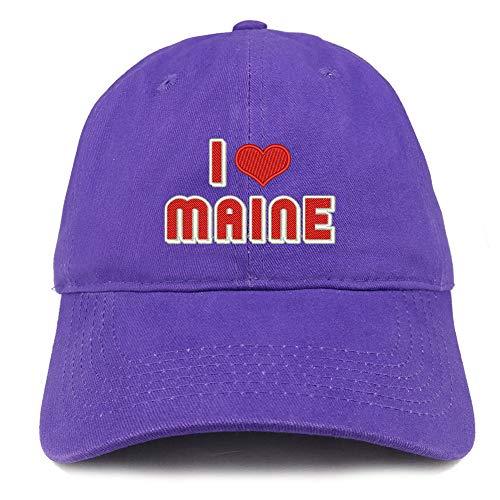 Trendy Apparel Shop I Love Maine Embroidered Soft Crown 100% Brushed Cotton Cap