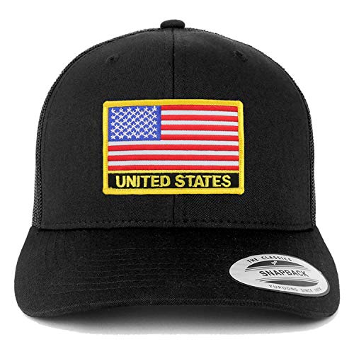 Trendy Apparel Shop United States Flag Patch Retro Trucker Mesh Cap