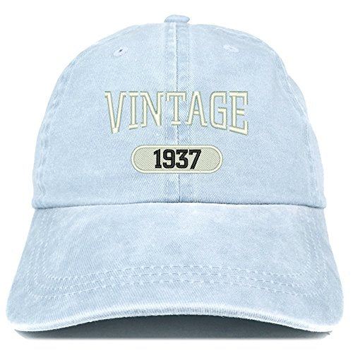 Trendy Apparel Shop Vintage 1937 Embroidered 84th Birthday Soft Crown Washed Cotton Cap