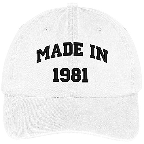 Trendy Apparel Shop Made in 1981-38th Birthday Embroidered Pigment Dyed Cotton Baseball Cap