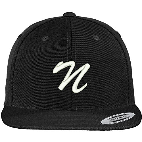 Trendy Apparel Shop Letter N Brushed Script Embroidered Flat Bill Snapback Baseball Cap