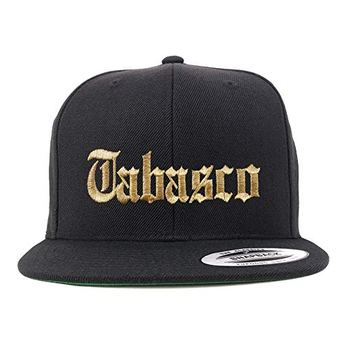 Trendy Apparel Shop Old English Tabasco Gold Embroidered Flatbill Snapback Baseball Cap