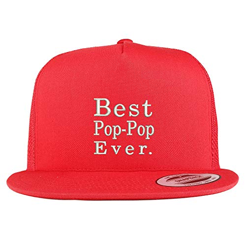 Trendy Apparel Shop Best Pop Pop Ever 5 Panel Flatbill Trucker Mesh Snapback Cap
