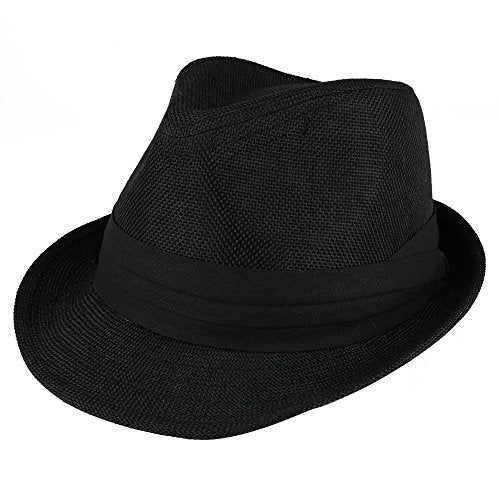 Trendy Apparel Shop Kid's Summer Woven Fedora Hat with Black Hat Band
