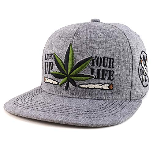Trendy Apparel Shop Light Up Your Life Marijuana Weed Leaf Flatbill Snapback Cap