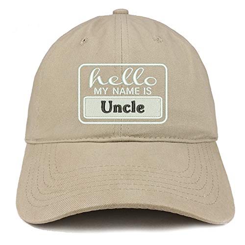 Trendy Apparel Shop Hello My Name is Uncle Soft Crown 100% Brushed Cotton Cap
