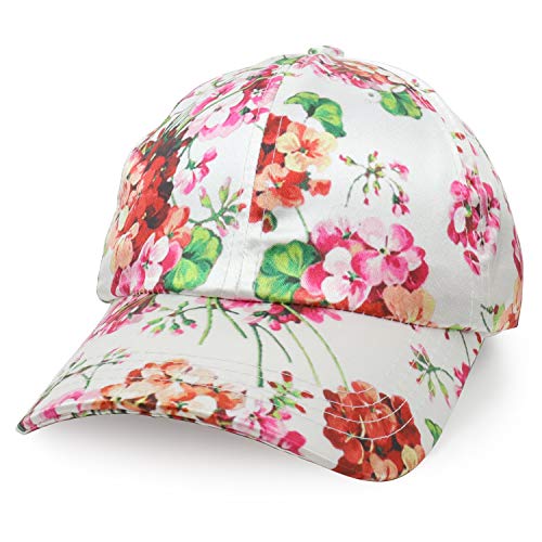 Trendy Apparel Shop Women's Floral Print Satin Unstructured Low Profile Baseball Cap