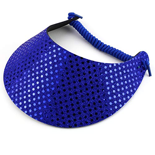 Trendy Apparel Shop Made in USA Shiny Glitter Summer String Elastic Foam Visors