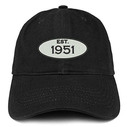 Trendy Apparel Shop Established 1951 Embroidered 70th Birthday Gift Soft Crown Cotton Cap
