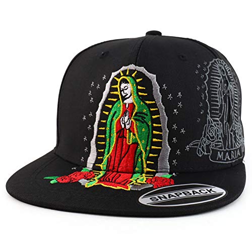 Trendy Apparel Shop Lady of Guadalupe Maria Embroidered Flatbill Snapback Cap
