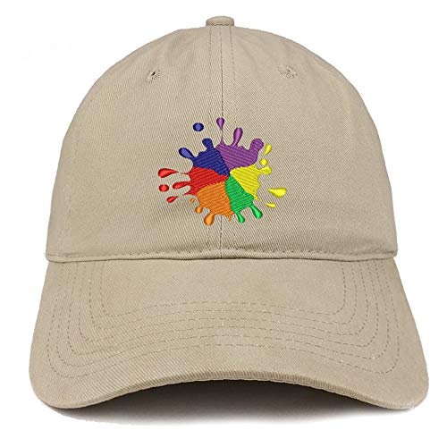 Trendy Apparel Shop Rainbow Color Splash Embroidered Brushed Cotton Cap