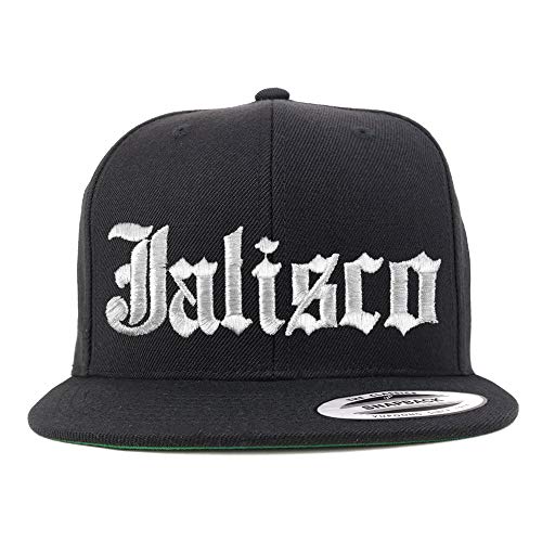 Trendy Apparel Shop Old English Jalisco White Embroidered Flatbill Snapback Baseball Cap