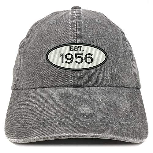Trendy Apparel Shop 65th Birthday Established 1956 Washed Cotton Adjustable Cap