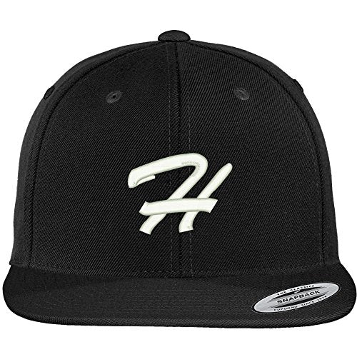 Trendy Apparel Shop Letter H Brushed Script Embroidered Flat Bill Snapback Baseball Cap