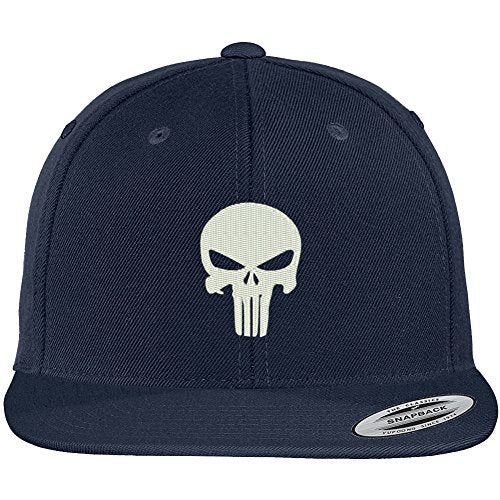 Trendy Apparel Shop Punisher Skull Embroidered Flat Bill Snapback Adjustable Cap