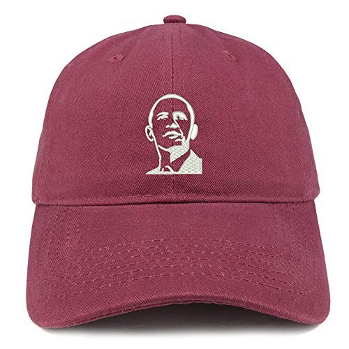 Trendy Apparel Shop Barack Obama Portrait Embroidered Brushed Cotton Cap