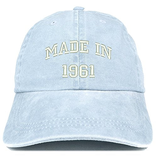 Trendy Apparel Shop Made in 1961 Text Embroidered 60th Birthday Washed Cap