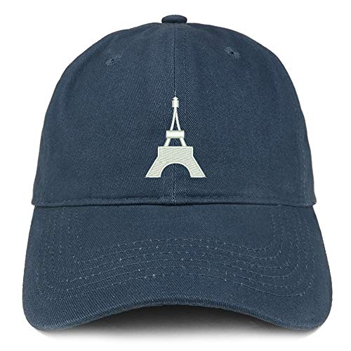 Trendy Apparel Shop Small Eifel Tower Embroidered Soft Crown 100% Brushed Cotton Cap