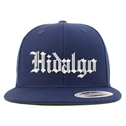 Trendy Apparel Shop Old English Hidalgo White Embroidered Flatbill Snapback Baseball Cap