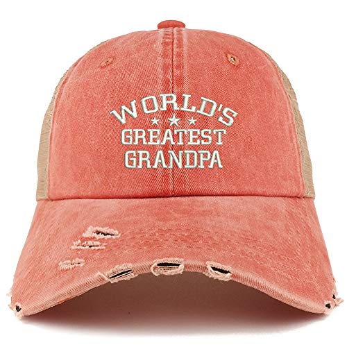 Trendy Apparel Shop World's Greatest Grandpa Washed Mesh Back Frayed Bill Cap