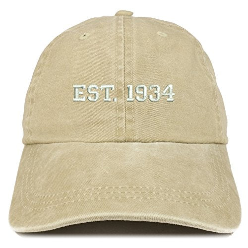 Trendy Apparel Shop EST 1934 Embroidered - 87th Birthday Gift Pigment Dyed Washed Cap