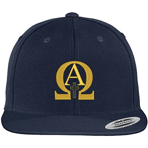 Trendy Apparel Shop Flexfit Original Alpha Omega Embroidered Flat Bill Snapback Cap