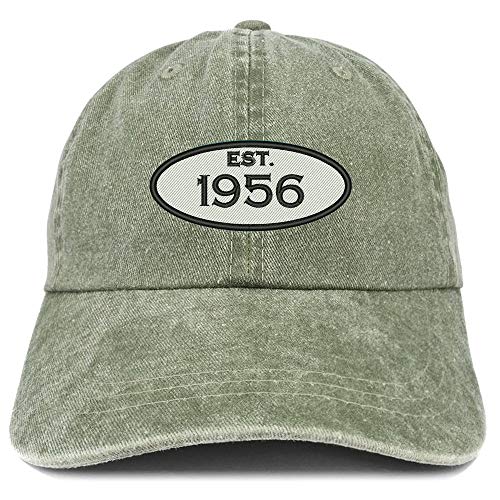 Trendy Apparel Shop 65th Birthday Established 1956 Washed Cotton Adjustable Cap