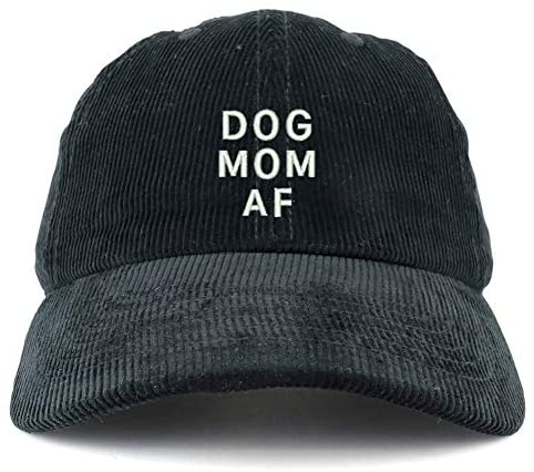 Trendy Apparel Shop Dog Mom AF Cotton Corduroy Unstructured Baseball Cap