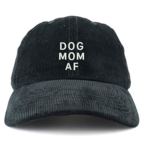 Trendy Apparel Shop Dog Mom AF Cotton Corduroy Unstructured Baseball Cap