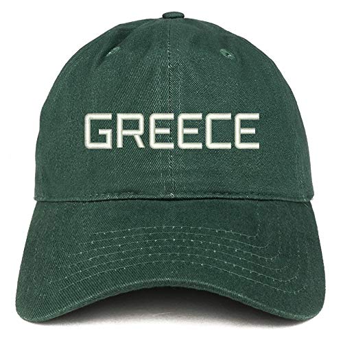 Trendy Apparel Shop Greece Text Embroidered Soft Crown 100% Brushed Cotton Cap