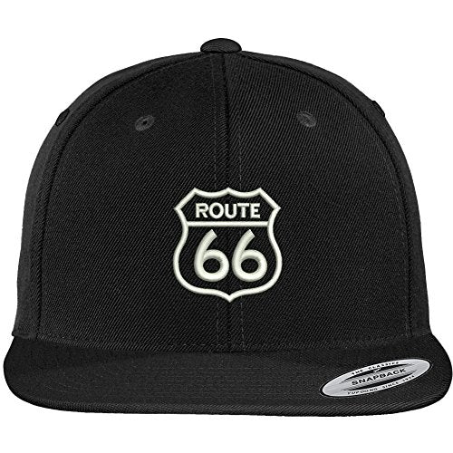 Trendy Apparel Shop Route 66 Embroidered Flat Bill Snapback Baseball Cap