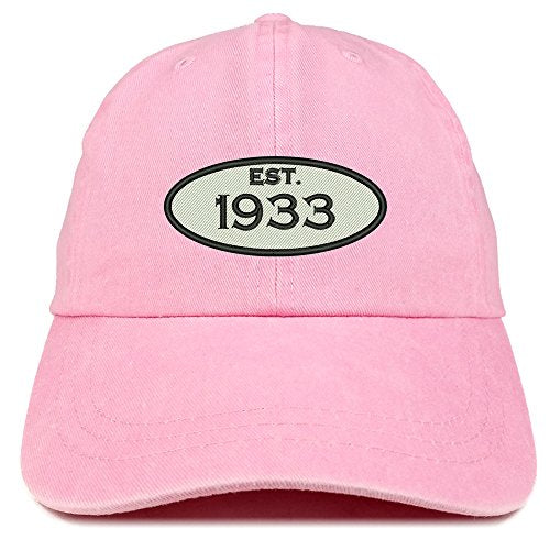 Trendy Apparel Shop Established 1933 Embroidered 88th Birthday Gift Pigment Dyed Washed Cotton Cap
