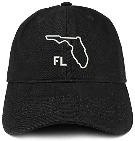 Trendy Apparel Shop FL Text State Outline State Embroidered Cotton Dad Hat