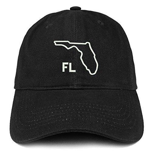 Trendy Apparel Shop FL Text State Outline State Embroidered Cotton Dad Hat