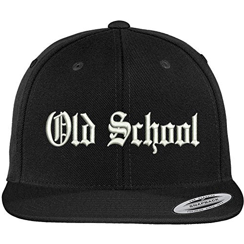 Trendy Apparel Shop Old School Old English Embroidered Flat Brim Classic Snapback Cap