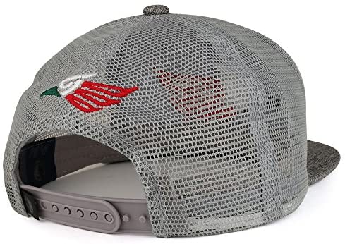 Trendy Apparel Shop Hecho En Mexico Eagle 3D Embroidered Canvas Flat Bill Snapback Mesh Cap - Grey
